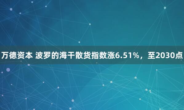 万德资本 波罗的海干散货指数涨6.51%，至2030点